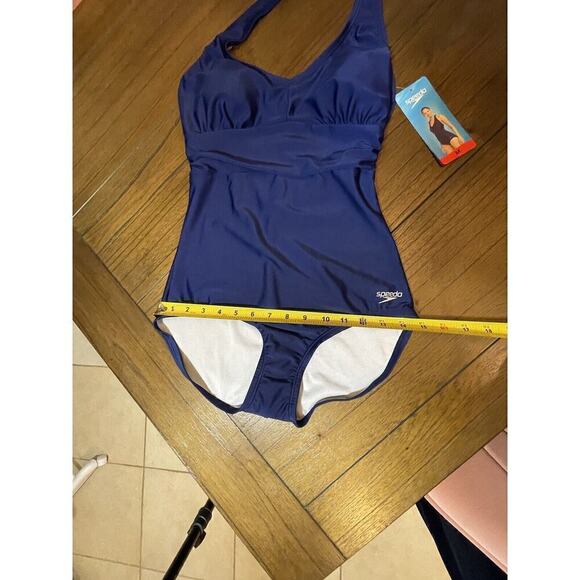 Speedo Ladies' 1-piece Halter Swim Suit Swimsuit, Blue, Halter Size medium - Picture 8 of 16